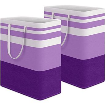 2 pc Laundry Hamper Waterproof Collapsible Tall Clothes With Handles Gift Basket