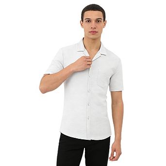 Men's Short Sleeve Shirt Button Down Wrinkle Free Wedding Business Casual Summer Top with Pocket