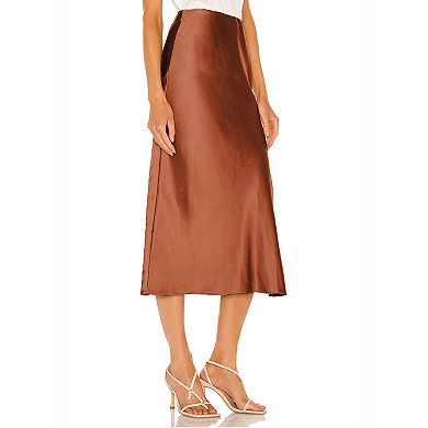 Women's Side Split Midi Skirt Elegant High Waist