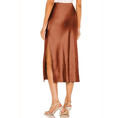 Women's Side Split Midi Skirt Elegant High Waist