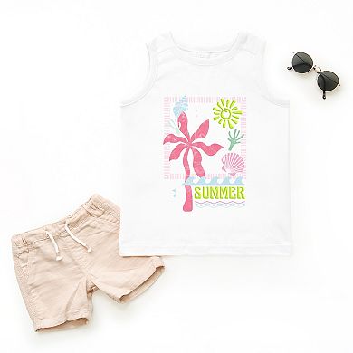 Summer Icons Colorful Puff Print - Toddler Graphic Tank