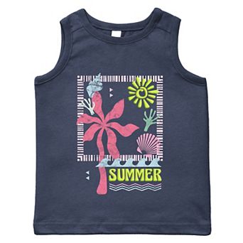 Summer Icons Colorful Puff Print - Toddler Graphic Tank
