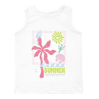 Summer Icons Colorful Puff Print - Toddler Graphic Tank