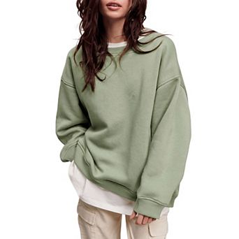 Women Oversized Solid Sweatshirt Crewneck Casual Top