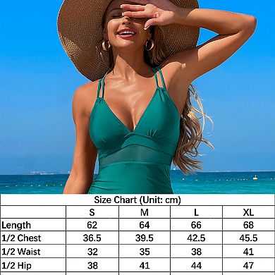Women One Piece Swimsuits Mesh Cutout Bathing Suits Tummy Control Swimwear