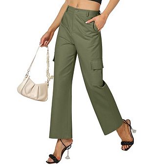 Cargo Pants for Women with Pockets High Waist Lightweight Stretchy Hiking Casual Wide Leg Pants