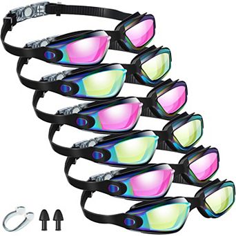 6 pc Swim Goggles Adult Anti Fog Ear Plugs Nose Clip