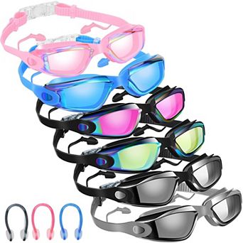6 pc Swim Goggles Adult Anti Fog Ear Plugs Nose Clip