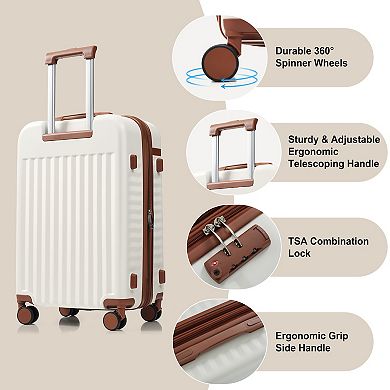 Trikiousd Luggage Set of 3, 20inch with USB Port, ABS Hard Shell Luggage with Spinner Wheels