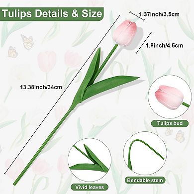 Tulips Artificial Flowers Real Touch PU Faux Decor