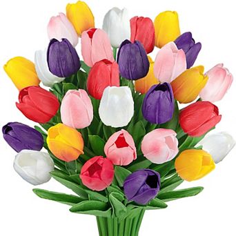 Tulips Artificial Flowers Real Touch PU Faux Decor