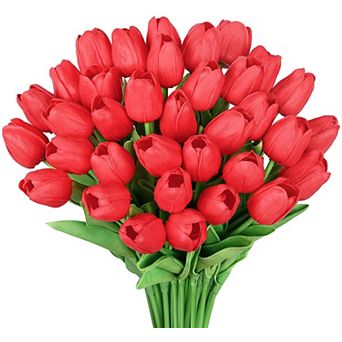 Tulips Artificial Flowers Real Touch PU Faux Decor