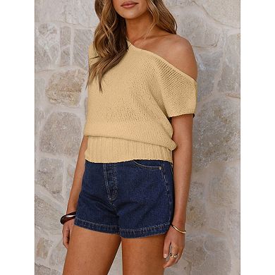 Women Off The Shoulder Knit Vest Casual Loose Top