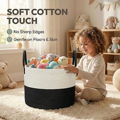 Cotton Rope Blanket Basket Laundry Hamper Storage Bin Gift Basket