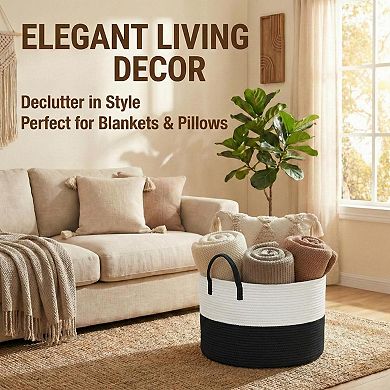 Cotton Rope Blanket Basket Laundry Hamper Storage Bin Gift Basket