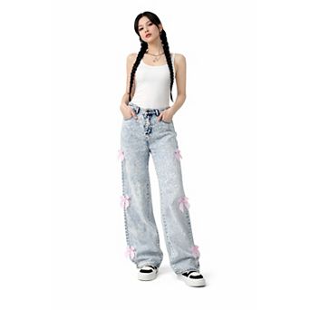 Women Casual Bow Detail Denim Pants