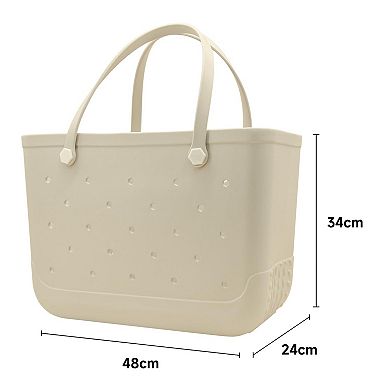 Rubber Beach Tote Bag Zipper Pocket Phone Cup Holder