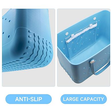 Rubber Beach Tote Bag Zipper Pocket Phone Cup Holder