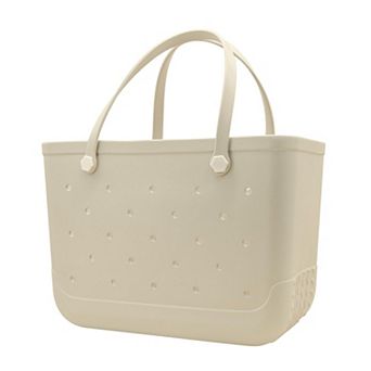 Rubber Beach Tote Bag Zipper Pocket Phone Cup Holder