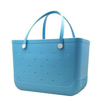 Rubber Beach Tote Bag Zipper Pocket Phone Cup Holder