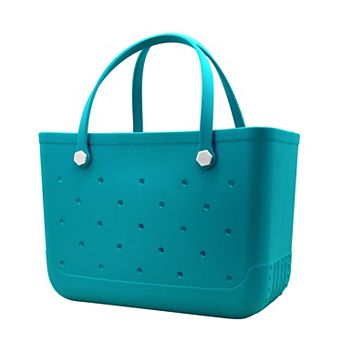 Rubber Beach Tote Bag Zipper Pocket Phone Cup Holder