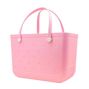 Rubber Beach Tote Bag Zipper Pocket Phone Cup Holder