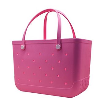 Rubber Beach Tote Bag Zipper Pocket Phone Cup Holder