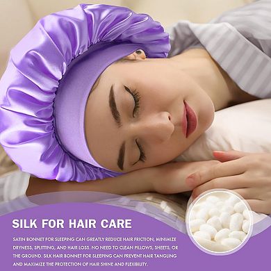 Double Layer Satin Silk Sleep Cap Soft-Lined Designed for Curly Hair