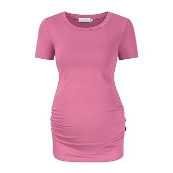 Maternity Shirt Short Sleeve Pregnancy Tshirt Side Ruched Tee Top