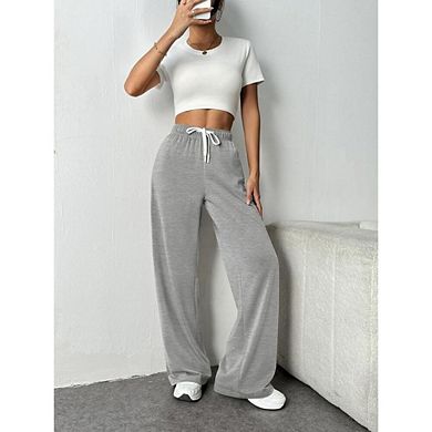 Womens High Waisted Baggy Sweatpants Casual Wide Leg Drawstring Pants with Pockets