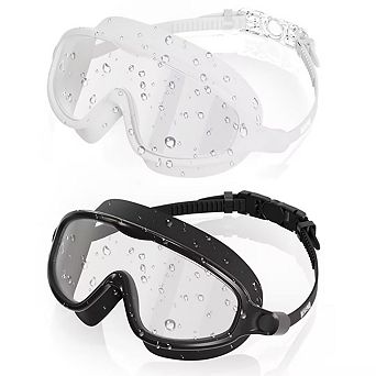 2 Pack Swim Goggles Adult Wide View Anti-fog UV Protection