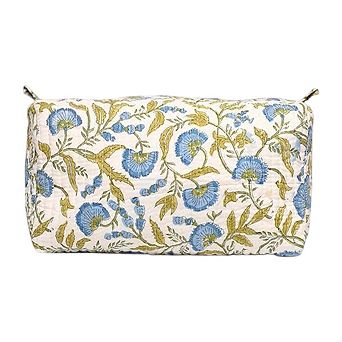 Cotton Hand Block Floral Toiletry Bag