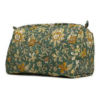 Cotton Hand Block Floral Toiletry Bag