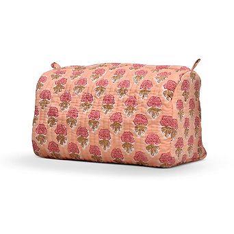 Cotton Hand Block Floral Toiletry Bag