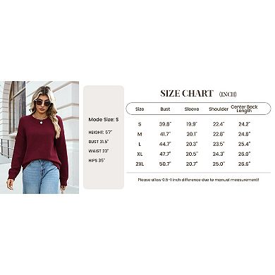 Zeagoo Women's Fall Crewneck Ribbed Knit Pullover Sweater, Loose Fit Basic Long Sleeve Tops