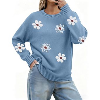 Zeagoo Women's Fall Crewneck Ribbed Knit Pullover Sweater, Loose Fit Basic Long Sleeve Tops