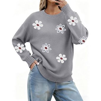 Zeagoo Women's Fall Crewneck Ribbed Knit Pullover Sweater, Loose Fit Basic Long Sleeve Tops