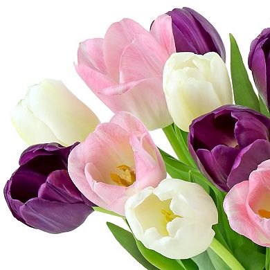 Tulips Fresh Flowers Glass Vase Gift