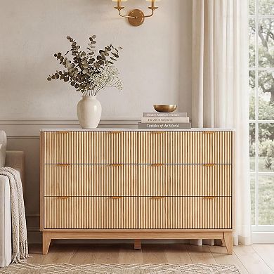 ANIXOL Wave-Pattern Six-Drawer Cabinet，Imitation Marble