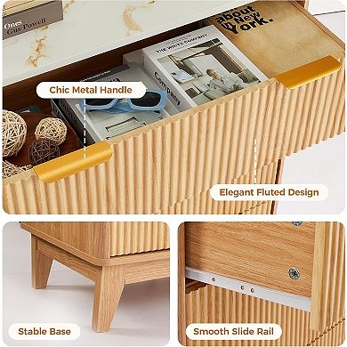 ANIXOL Wave-Pattern Six-Drawer Cabinet，Imitation Marble