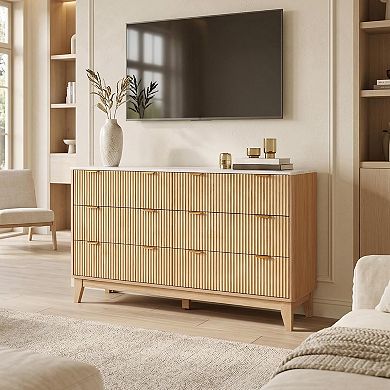 ANIXOL Wave-Pattern Six-Drawer Cabinet，Imitation Marble