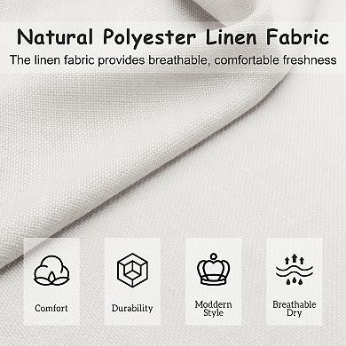 Pnronnc Linen Fabric Upholstered Wingback Bed with Wood Slat Frame Built-in Metal Legs Support