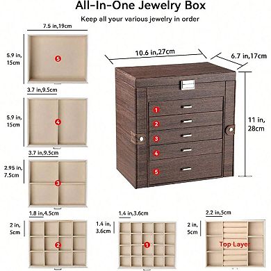 6 Tier Jewelry Organizer with Mirror and Hooks