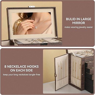 6 Tier Jewelry Organizer with Mirror and Hooks