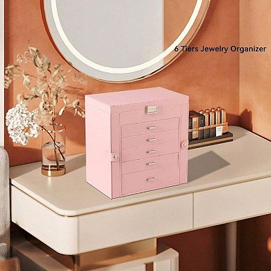 6 Tier Jewelry Organizer with Mirror and Hooks