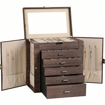 6 tier Jewelry Organizer with Mirror and Hooks