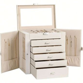 6 tier Jewelry Organizer with Mirror and Hooks