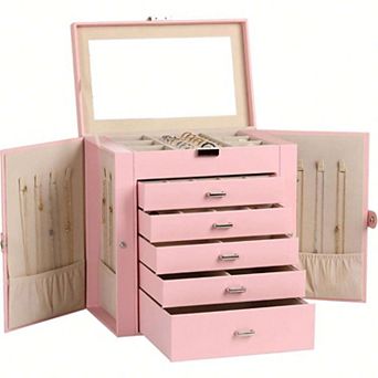 6 tier Jewelry Organizer with Mirror and Hooks