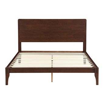 Pnronnc Modern Bamboo Wood Platform Bed with Wood Slat Metal Support and Under Bed Storage