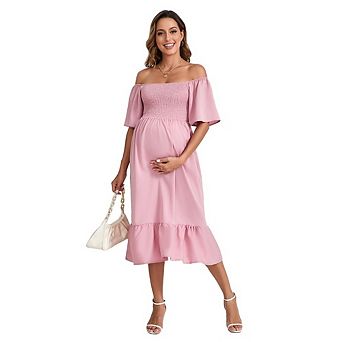 Womens Maternity Maxi Dress Pregnancy Short Sleeve Dresses Maternity Outfits Summer Clothes